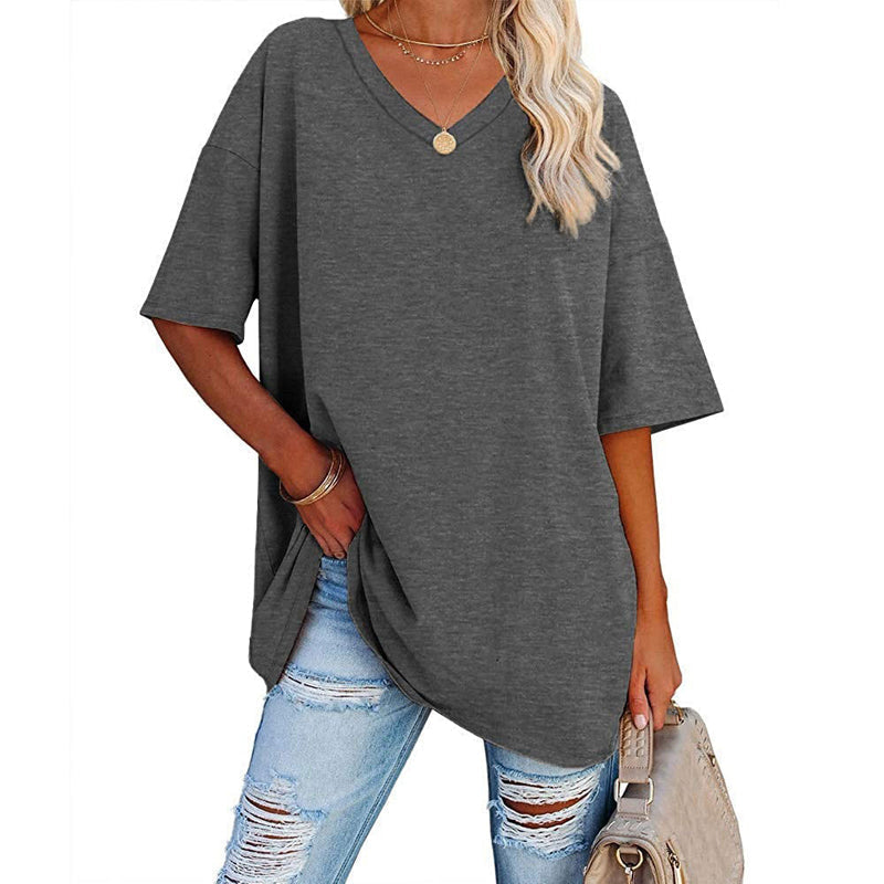Versatile women's casual tee, V-neck, short sleeve, perfect for warm weather
