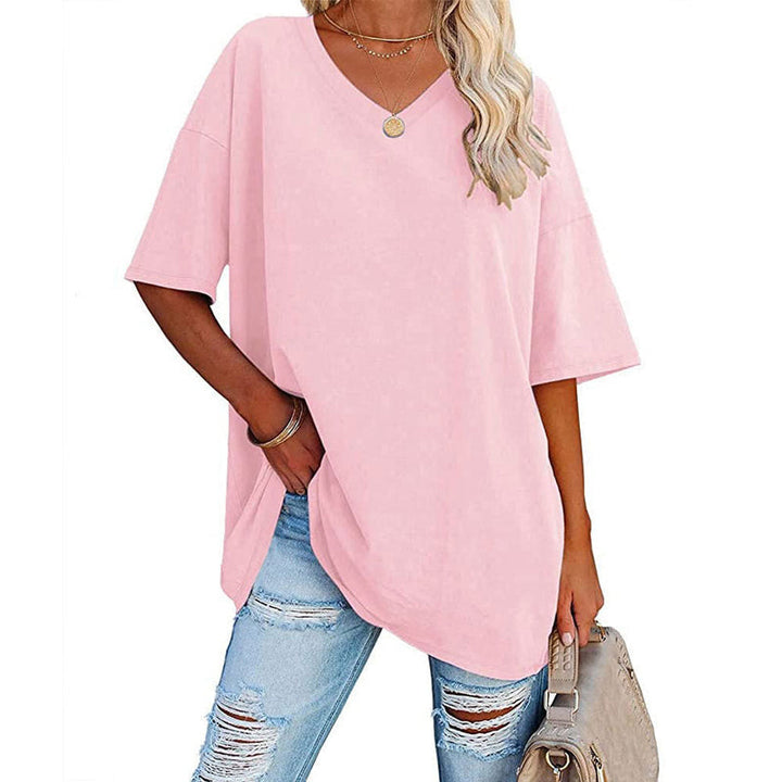 Simple yet chic women's V-neck short sleeve t-shirt, casual and breathable