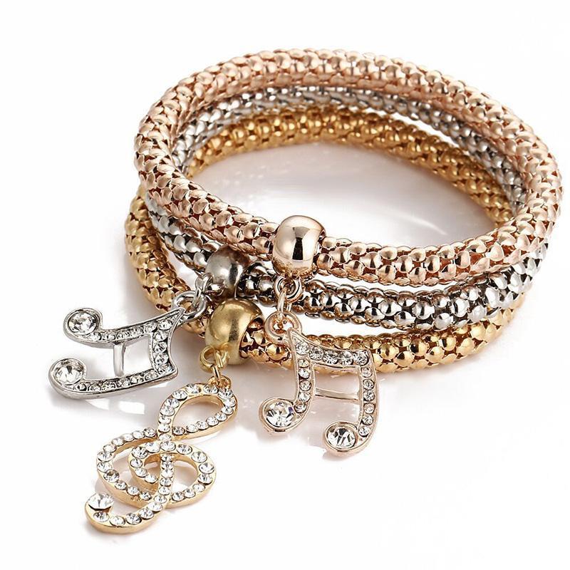 Adjustable women's bracelet set with eye-catching rhinestones & unique popcorn chain, great gift