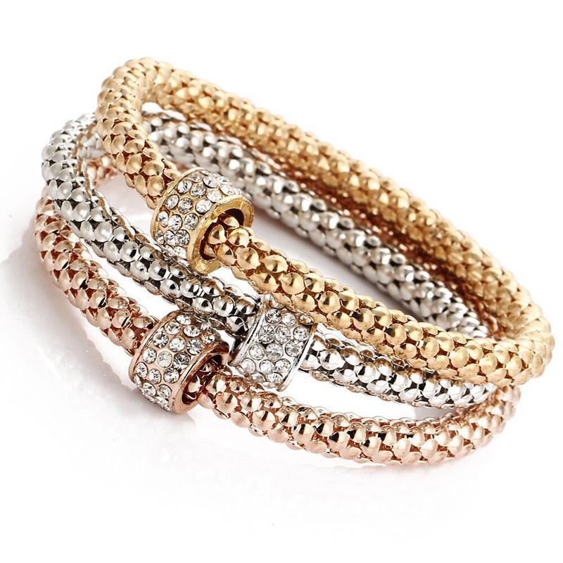 Women's accessory: Charm Rhinestone Popcorn Bracelet Set, combining elegance and modern design