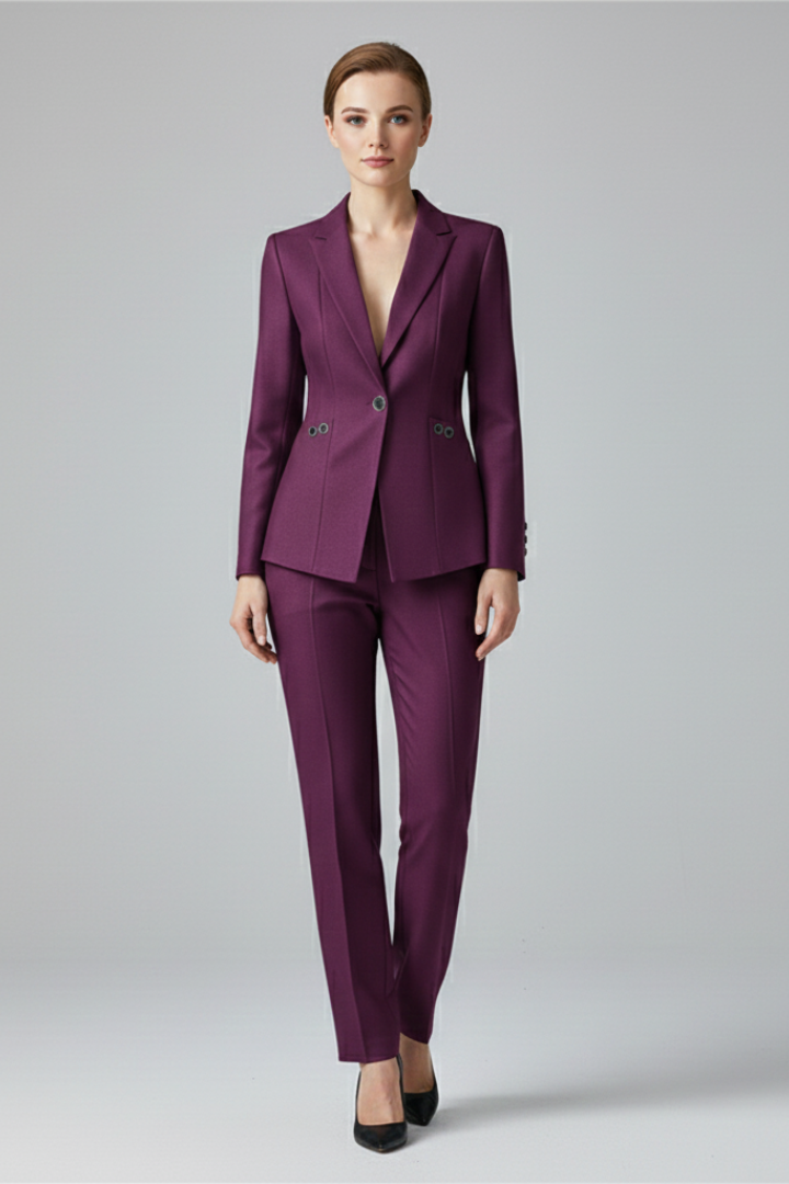 Complete women's formal set: elegant blazer & straight trousers. Ideal for business, office, & special occasions.