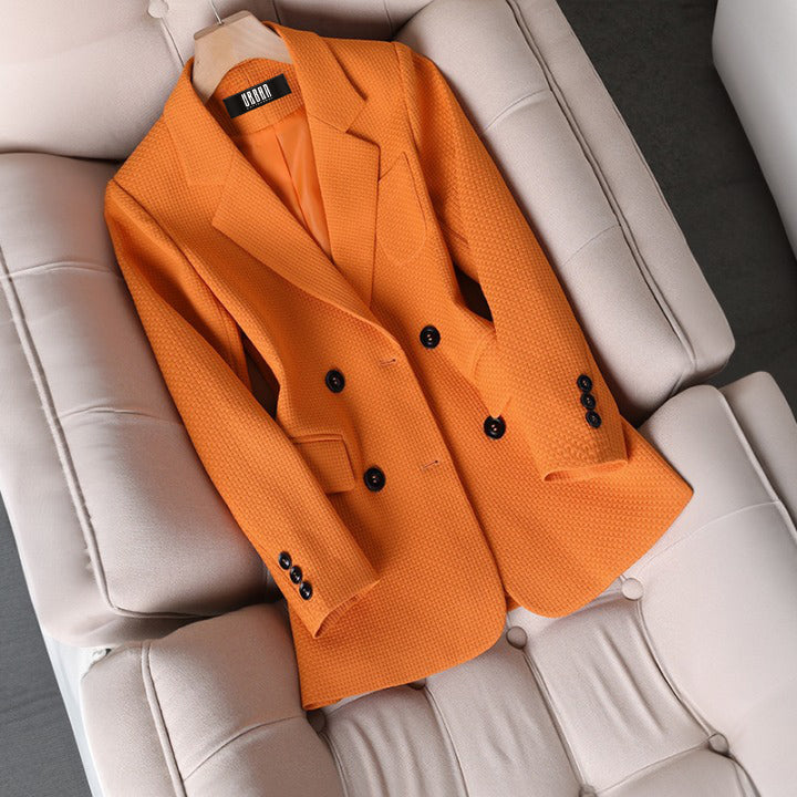 Elegant Isabelle women's checked blazer. Versatile autumn & winter jacket for office and casual chic.