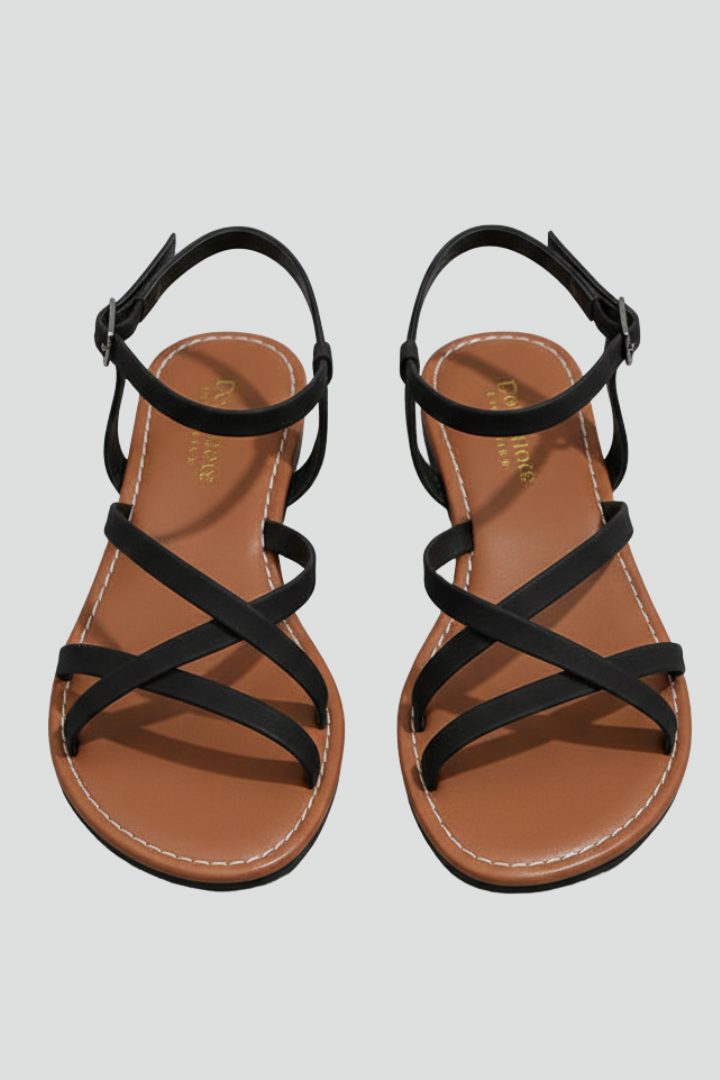 Women's chic flat sandals with open toe & comfortable strappy design, perfect for summer casual wear.