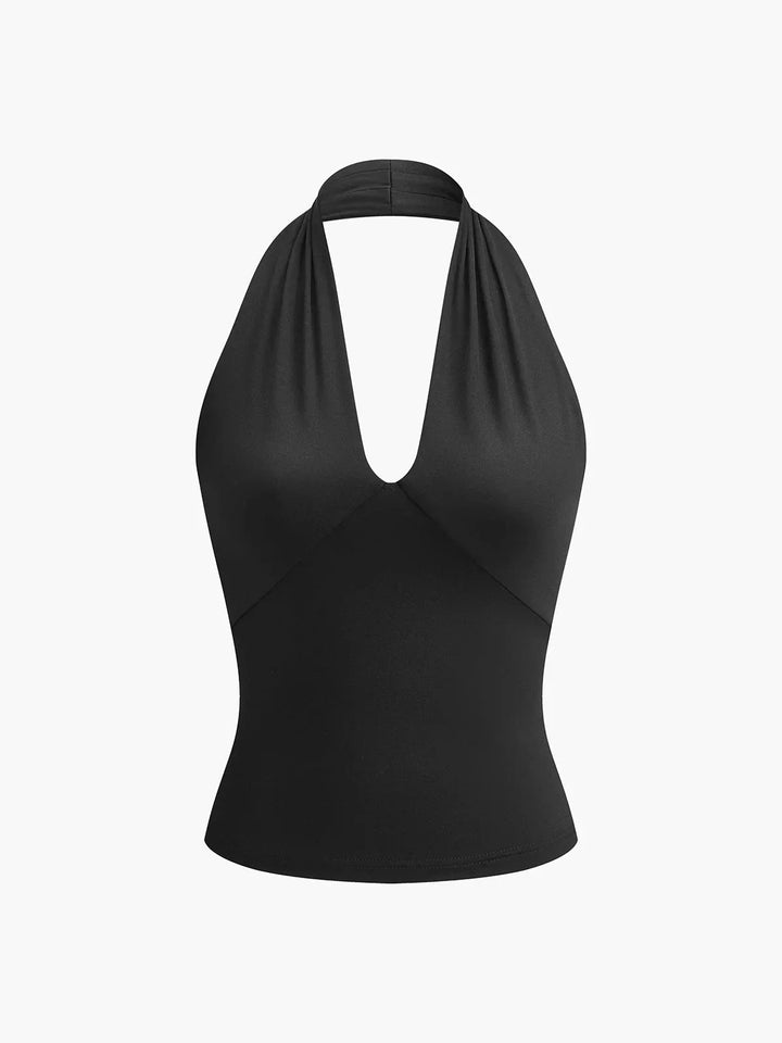 Versatile women's sleeveless halter top, ideal for effortless casual wear and daily fashion looks.