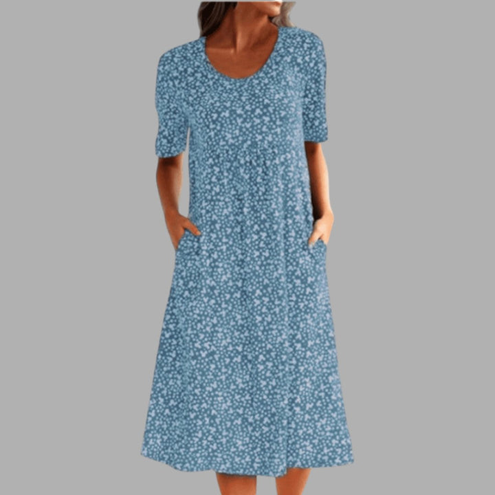 Versatile women's printed midi dress for elegant style, perfect as a summer dress or occasion wear.
