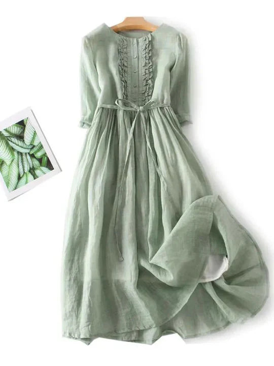 Comfortable women's short sundress for summer, chic & flowy for warm weather. Casual elegant fashion.