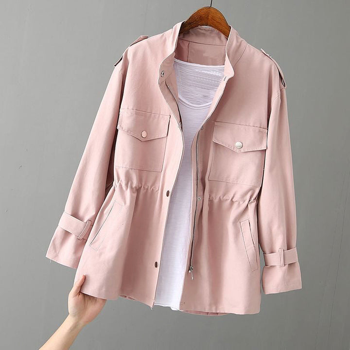 Women's chic utility jacket with zipper, perfect for casual wear & outerwear, a spring & fall fashion essential.