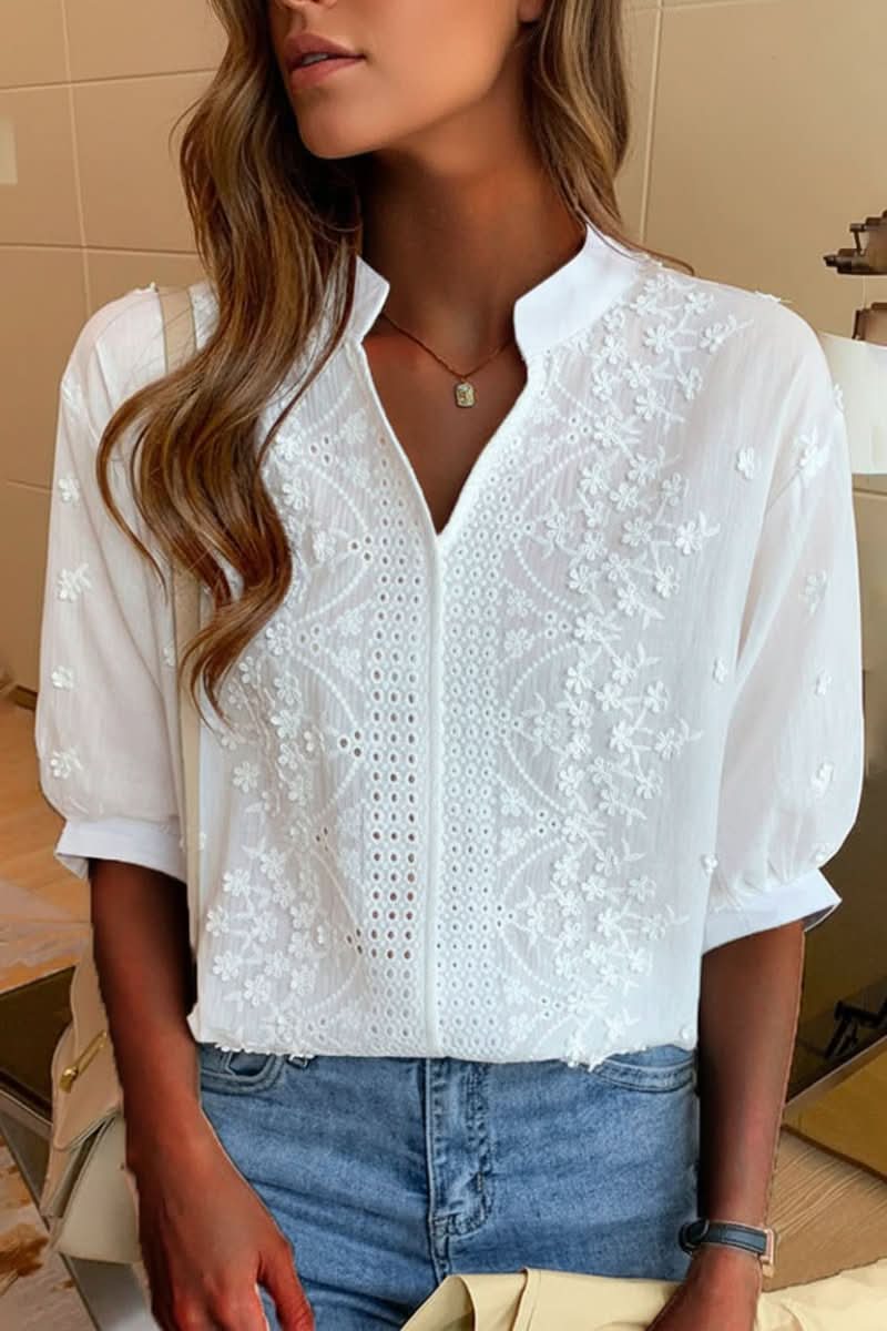 Women's chic V-neck elegant top, perfect for office or evening wear. Flattering fit, versatile style.