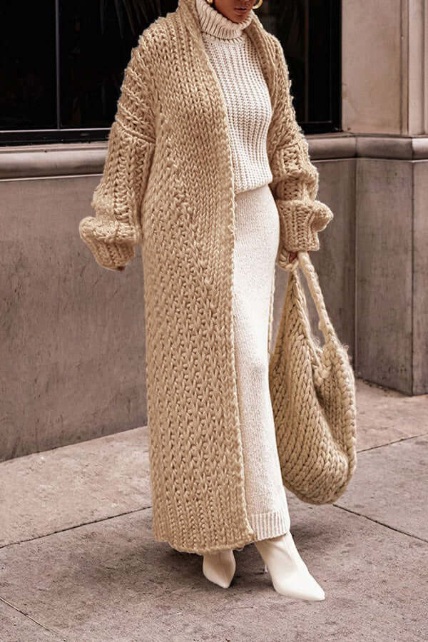 Women's elegant knit set for winter, a comfortable cardigan and sweater combination