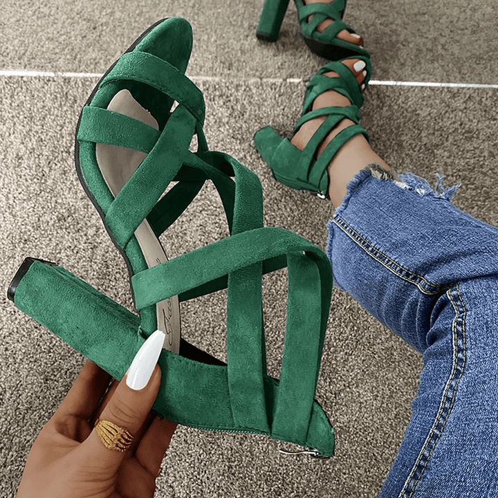 Chunky heel open-toe shoes for women, perfect & elegant party footwear with strappy design