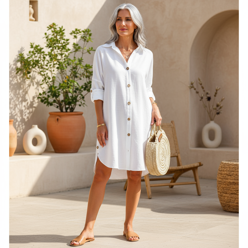 Women's Claribel Button-Up Shirt Dress, a chic and versatile casual dress for summer daywear.