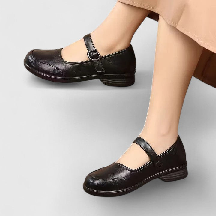 Close-up of the breathable material on Women's Classic Buckle Spring Comfort Shoes