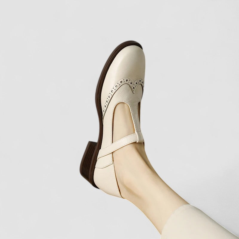 Pair of women's comfortable buckle strap Mary Janes in black for spring and summer fashion