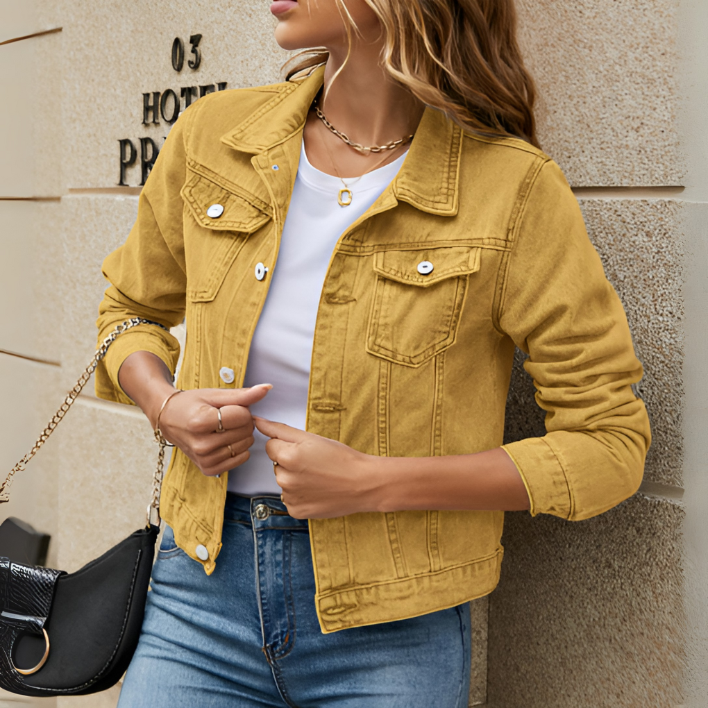 Pink women's button-down jacket, offering effortless style and comfort for casual wear.