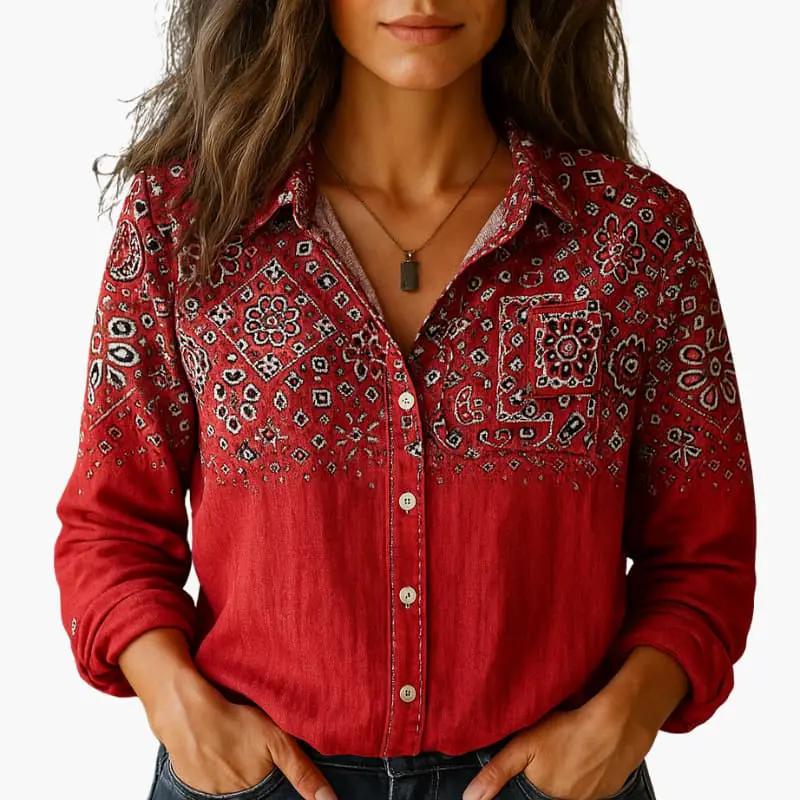 Women's classic button-down shirt with long sleeves, perfect for smart casual & workwear.
