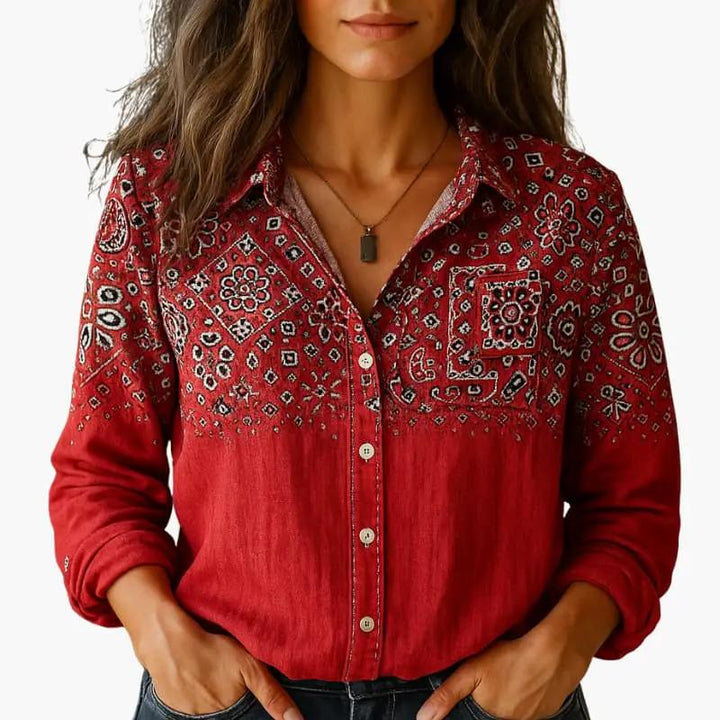 Women's classic button-down shirt with long sleeves, perfect for smart casual & workwear.