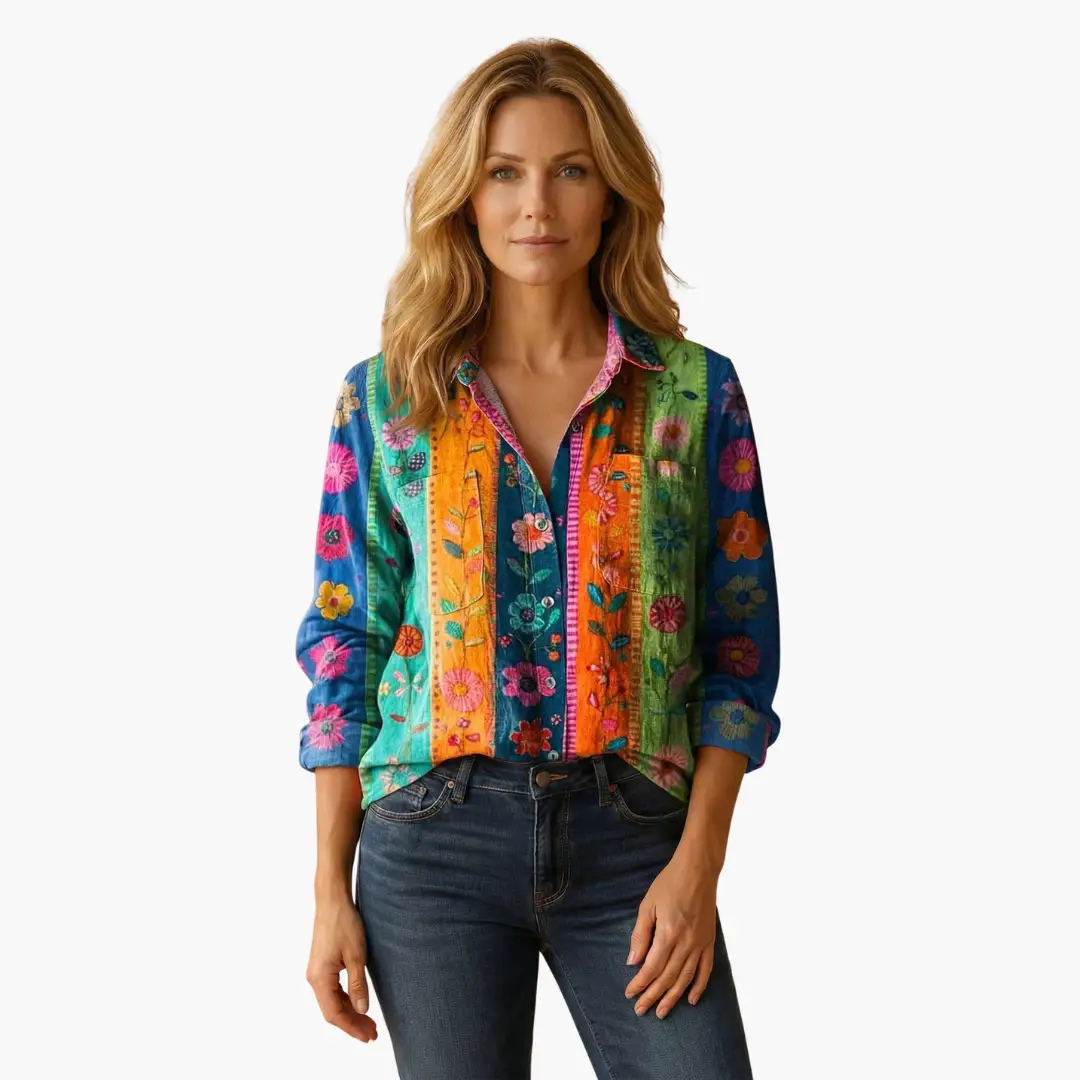 Women's classic long sleeve button-down shirt, perfect for a smart casual look or professional attire.