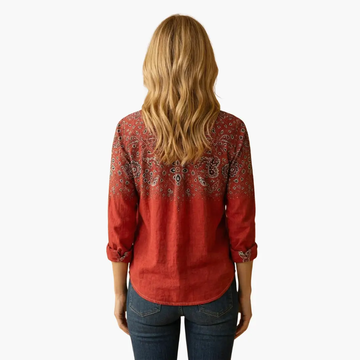 Women's classic collar long sleeve button-down shirt, excellent for layered looks & everyday style.