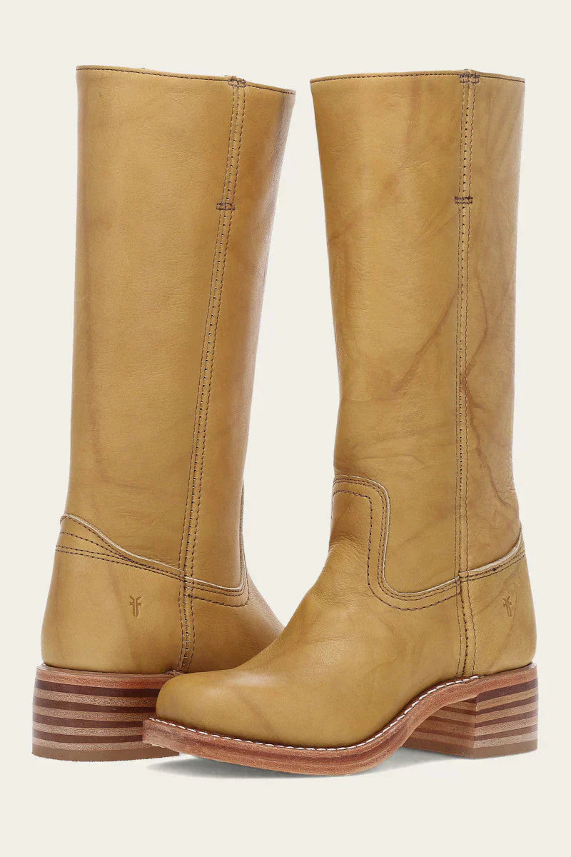 Women's classic mid-calf western boots with stacked heel, perfect for versatile fashion.
