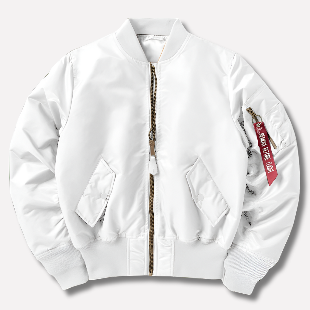 Close-up of rib-knit texture on a classic women's bomber jacket, soft and stylish for daily wear.