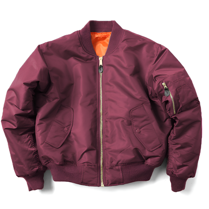 Classic women's bomber jacket with ribbed trim, a stylish & versatile outerwear piece.