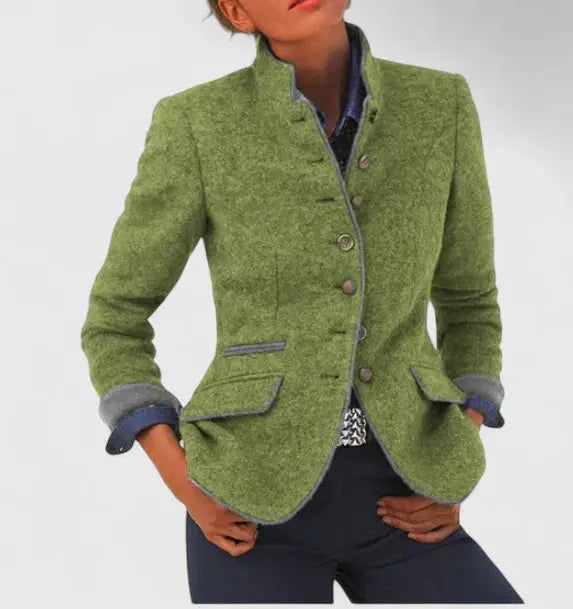 Elegant women's tailored blazer, creating a polished, professional look essential for office and business wear.