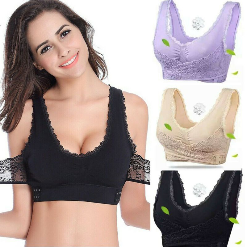 Women's comfort bra with side closure & soft lace details for daily wear.