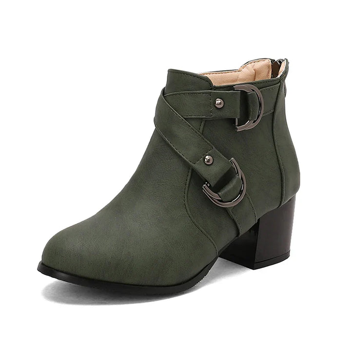 Fashionable women's booties with orthopedic insole and stylish buckle detail