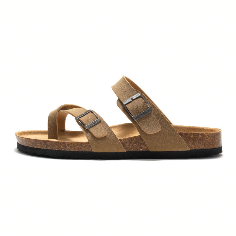 Footwear: Women's Suede Comfort Cork Slide Sandals, designed for cushioned support
