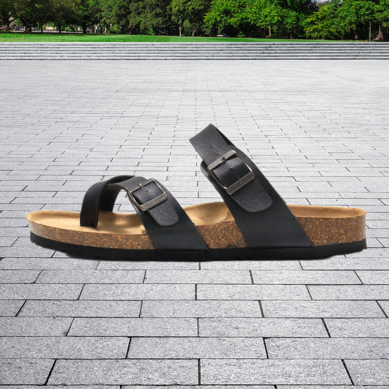 Pair of Women's Cork Footbed Slide Sandals, perfect for everyday casual wear and comfort