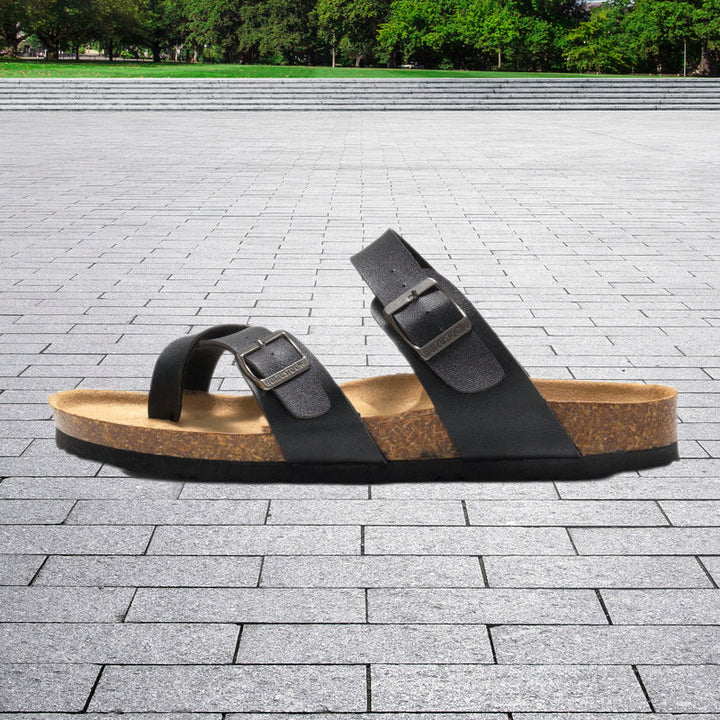 Pair of Women's Cork Footbed Slide Sandals, perfect for everyday casual wear and comfort