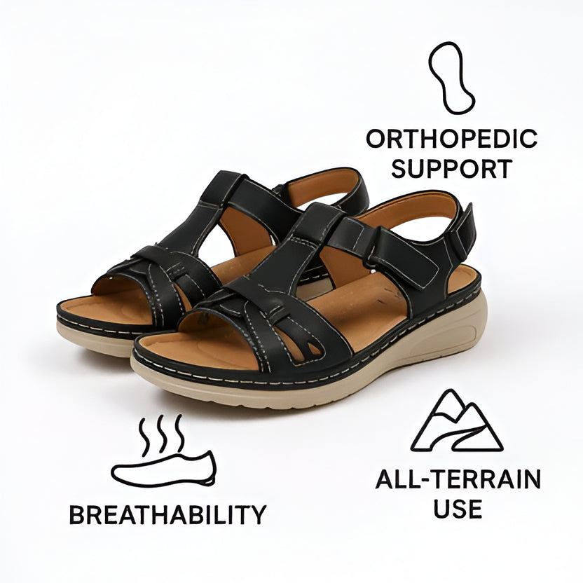 Women's adjustable comfort sandals with strong arch support, suitable for various foot types.