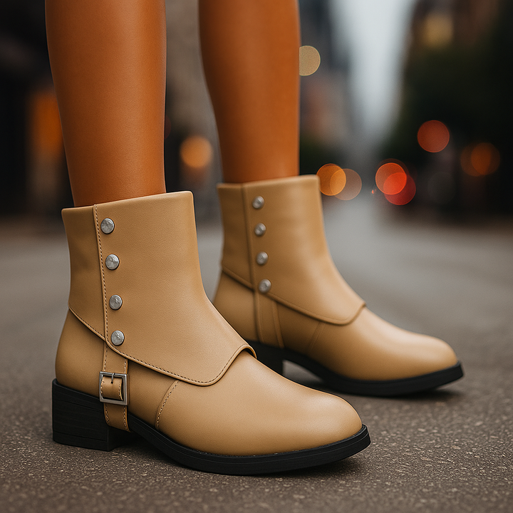 Orthopedic women's ankle boots in cruelty-free vegan leather, designed for all-day comfort.