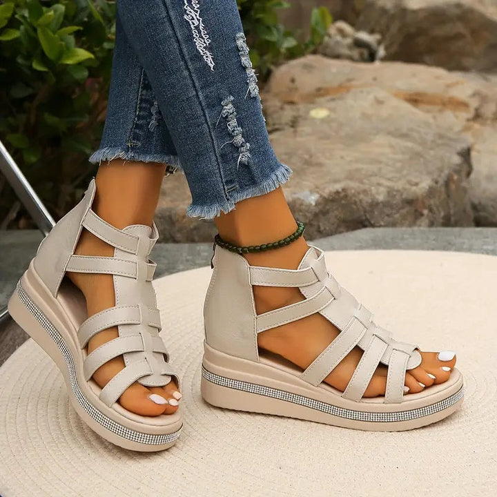 Top view of women's comfortable casual wedge sandals, perfect for summer daily wear.