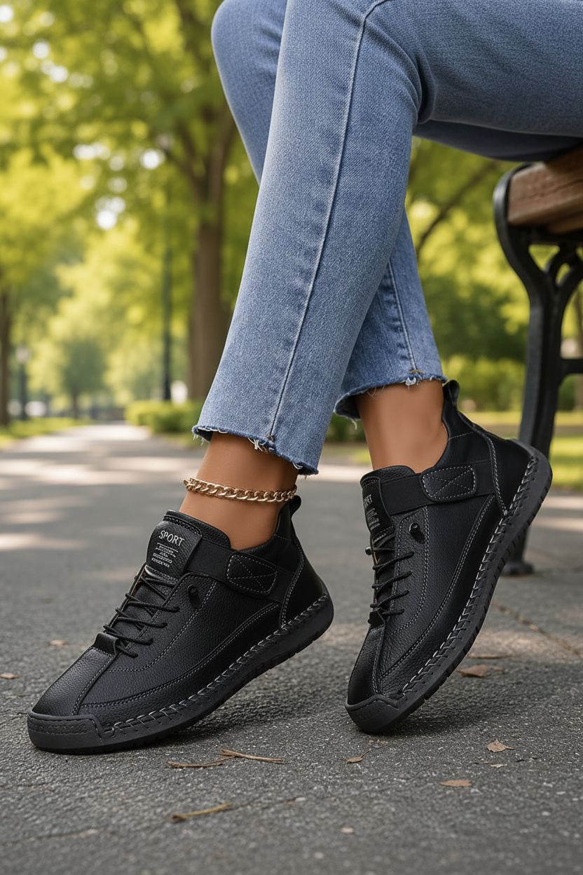 Lightweight women's walking sneakers featuring a flexible sole for daily comfort.