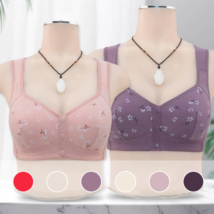 Women's comfortable front clasp bra, light gray, soft cotton for daily wear support