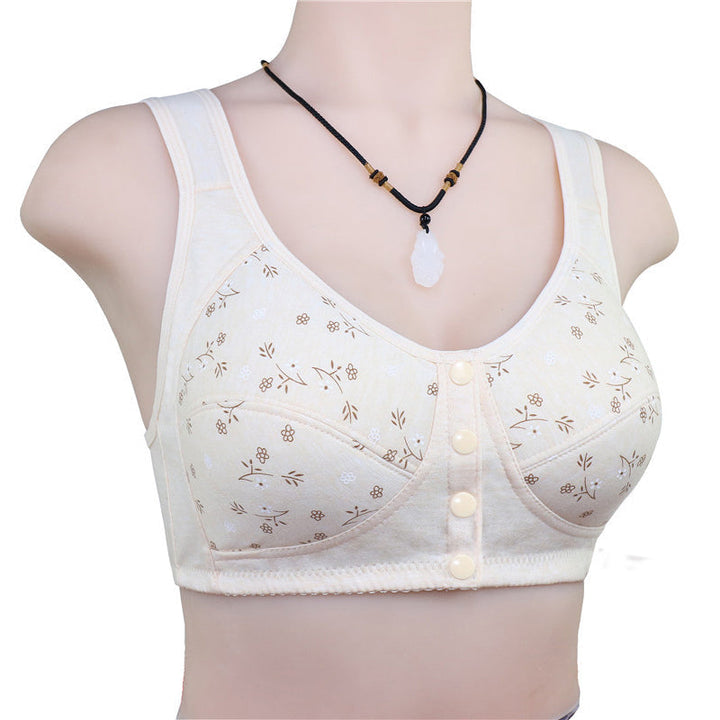 Seamless design of a women's front clasp bra, emphasizing smooth fit and comfort