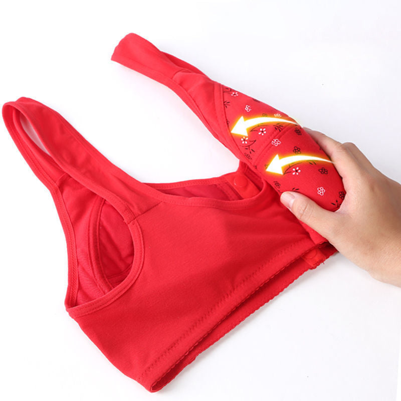 Front view of a women's lingerie comfortable front button bra, showcasing cup design