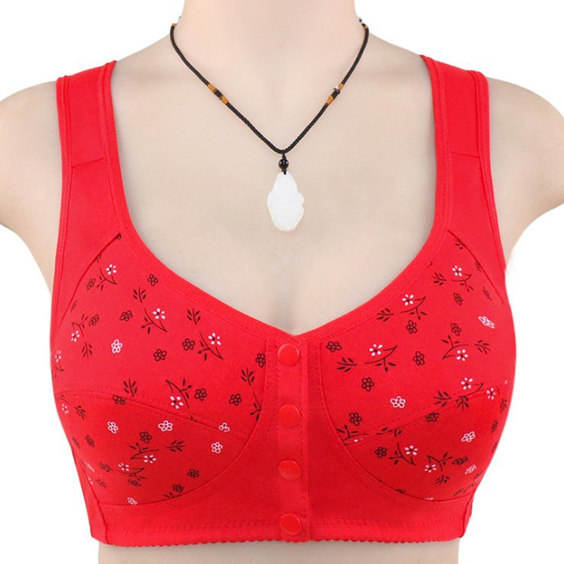 Women's comfortable front button bra, light blue, provides excellent daily support