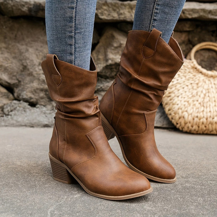 Women's comfortable heeled leather ankle boots, versatile for all seasons & everyday wear. Shop fall fashion.