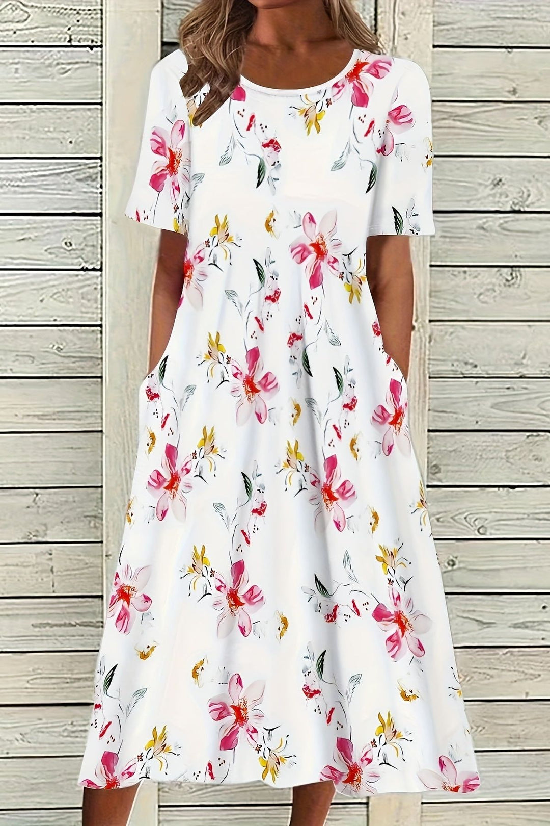Women's comfortable long-sleeve belted midi dress, perfect for casual fall & winter everyday wear.