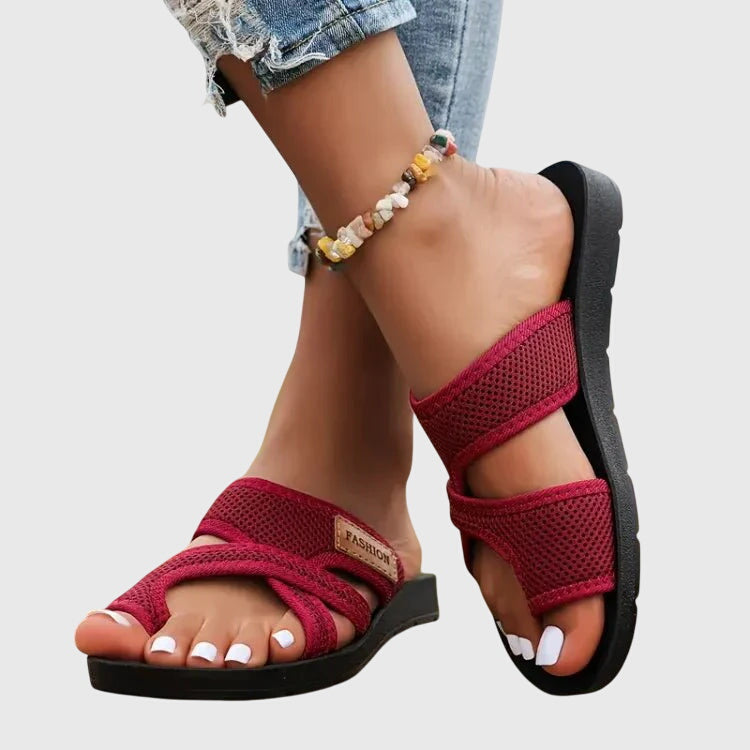 Stylish women's platform slip-on sandals with breathable mesh, offering comfort & ease for daily wear.