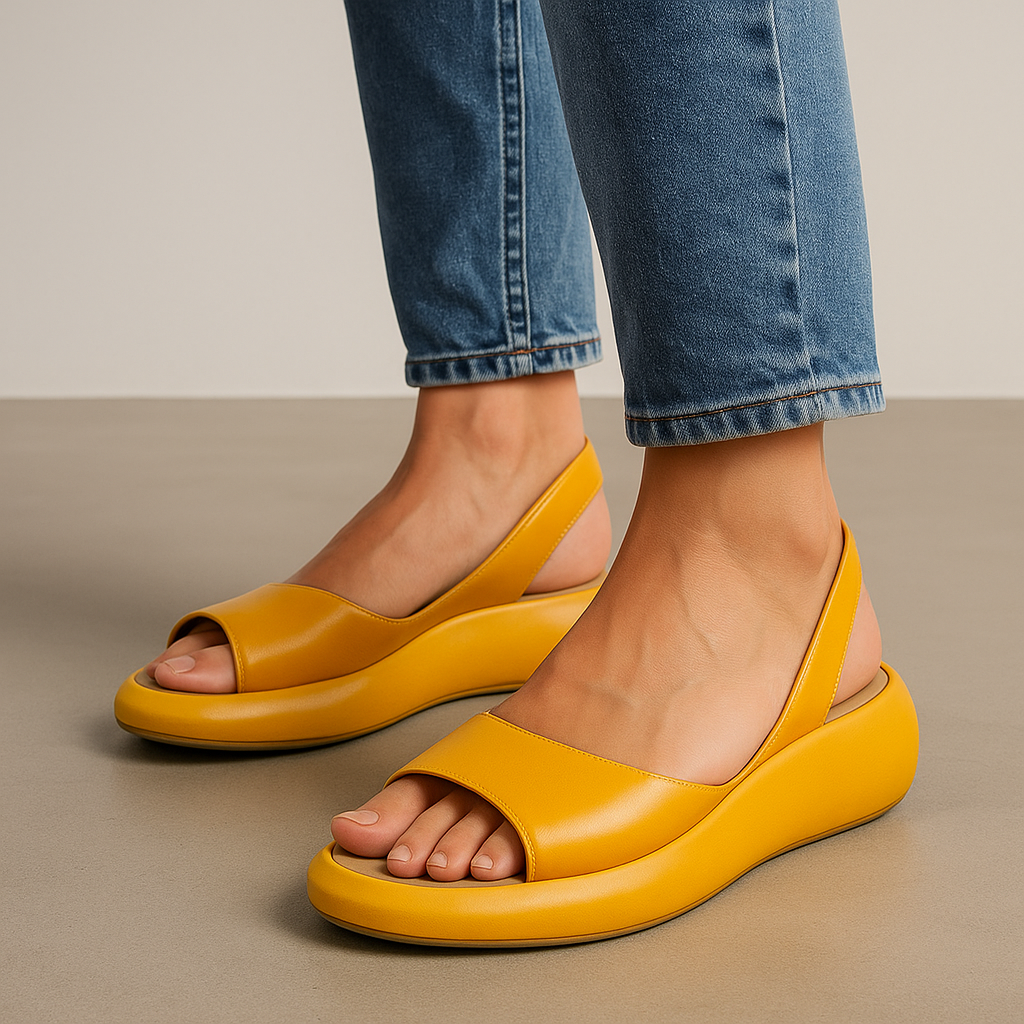 Women's fashionable open-toe slingback flat sandals with soft sole for all-day comfort.