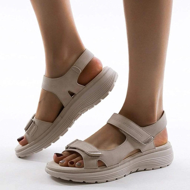 Adjustable women's walking sandals, ergonomic arch support for foot health. Perfect comfortable summer shoes.