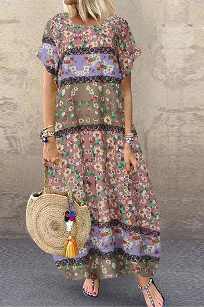 Women's comfortable relaxed flowy maxi dress, perfect for casual spring & summer everyday wear.