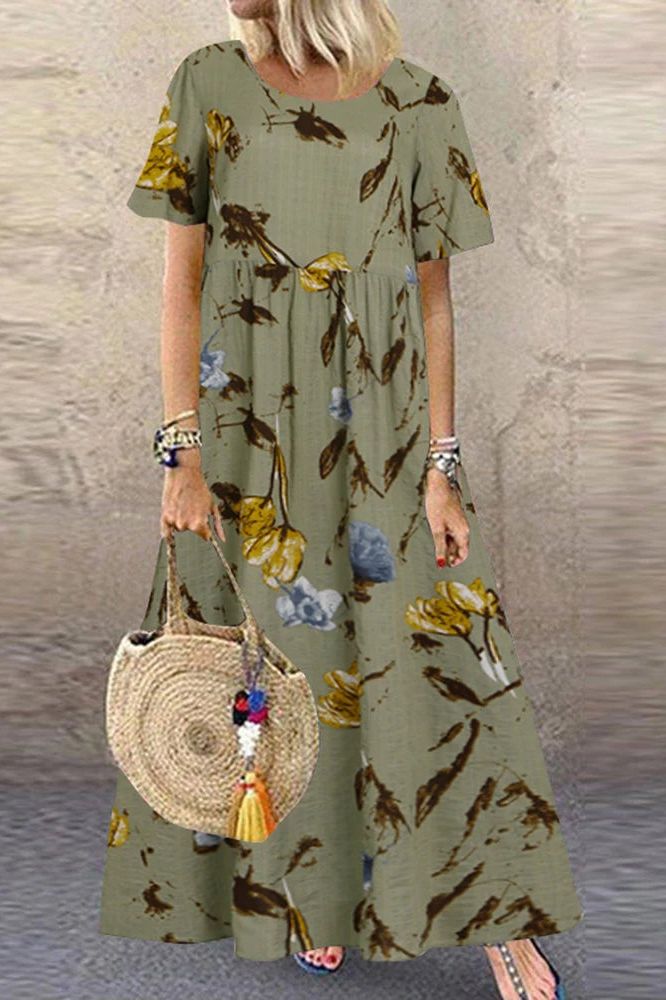 Versatile women's comfortable maxi dress, a relaxed flowy long dress for casual or elegant everyday style.
