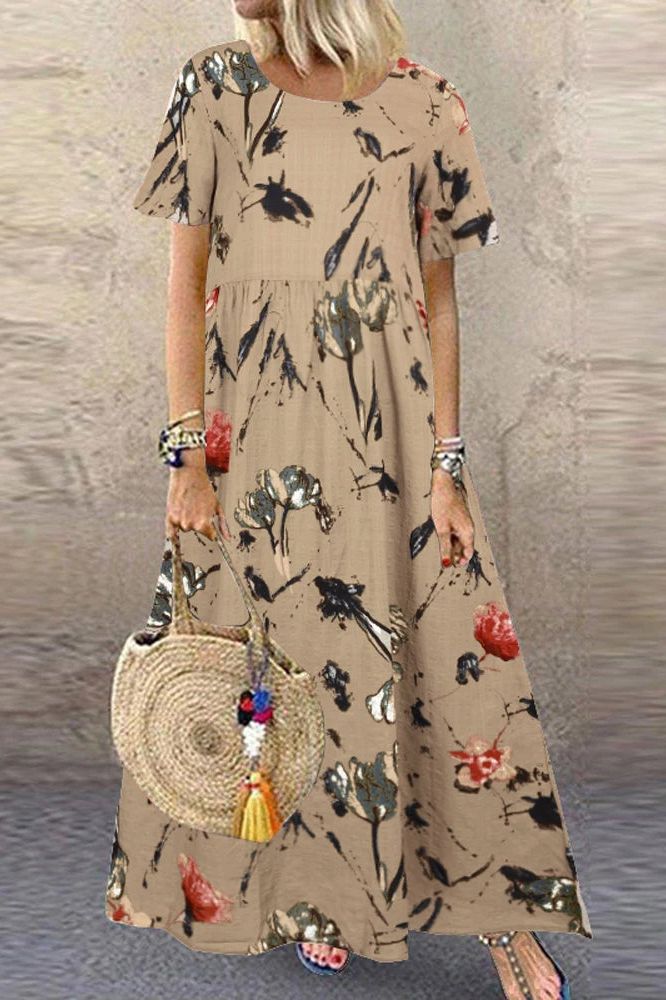 Beautiful spring & summer women's maxi dress, offering a relaxed, flowy fit for comfortable, elegant style.