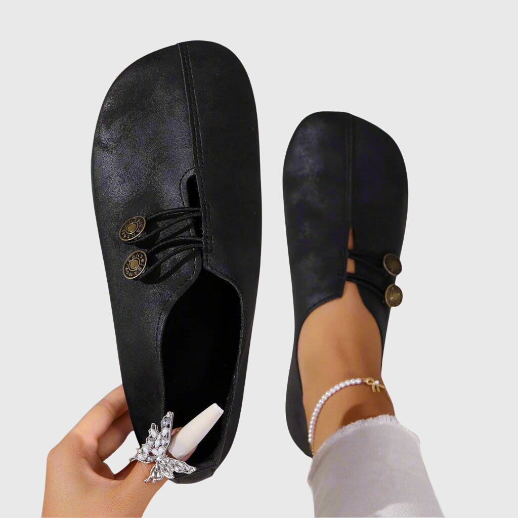 Versatile women's slip-on flats. Barefoot feel, toggle lace & comfortable for everyday casual wear.