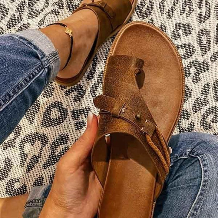 Casual women's slip-on sandals with a cushioned sole for all-day summer wear