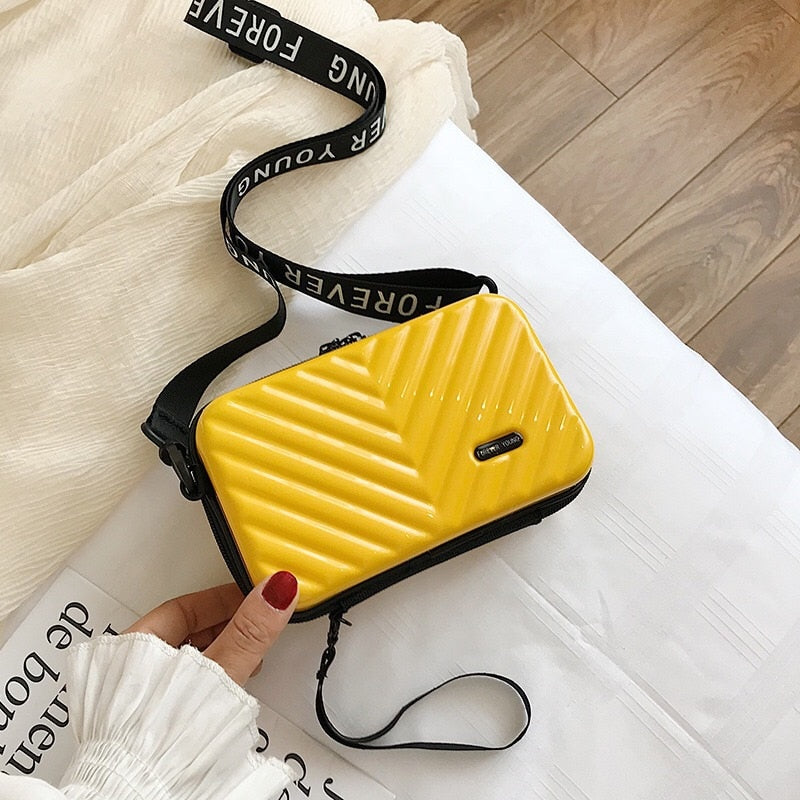 Secure hard shell crossbody bag for women, a compact mini purse for travel & daily essentials.